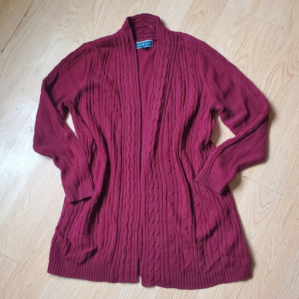 Karen Scott Woman's Size L Long Sleeve Knitted Cardigan Sweater.